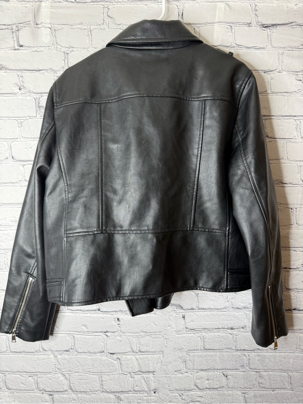 LOFT Black pebbled Leather Asymmetrical Moto Jacket size Xl - Picture 9 of 11